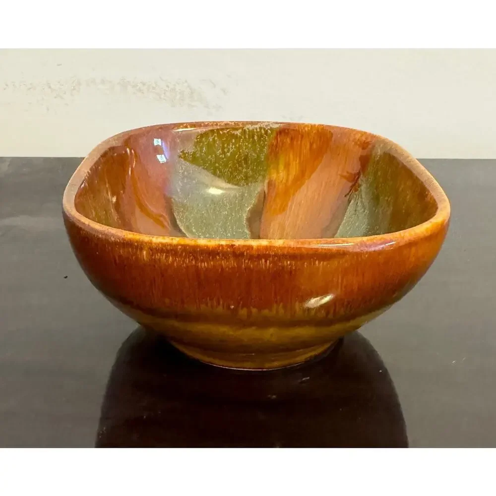 DRYDEN Vintage Mid-Century Pottery Drip Glaze Bowl - Picture 2 of 3